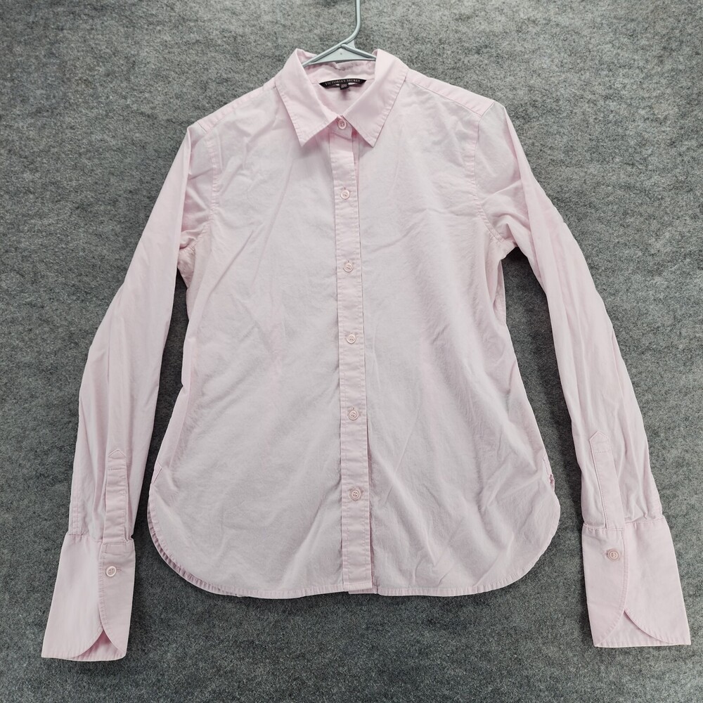 Victoria Secret Pajama Shirt Womens Medium Button Up Long Sleeve Pink